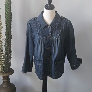 MOTTO Blue Denim Jacket with Shoulder and Yoke Detail